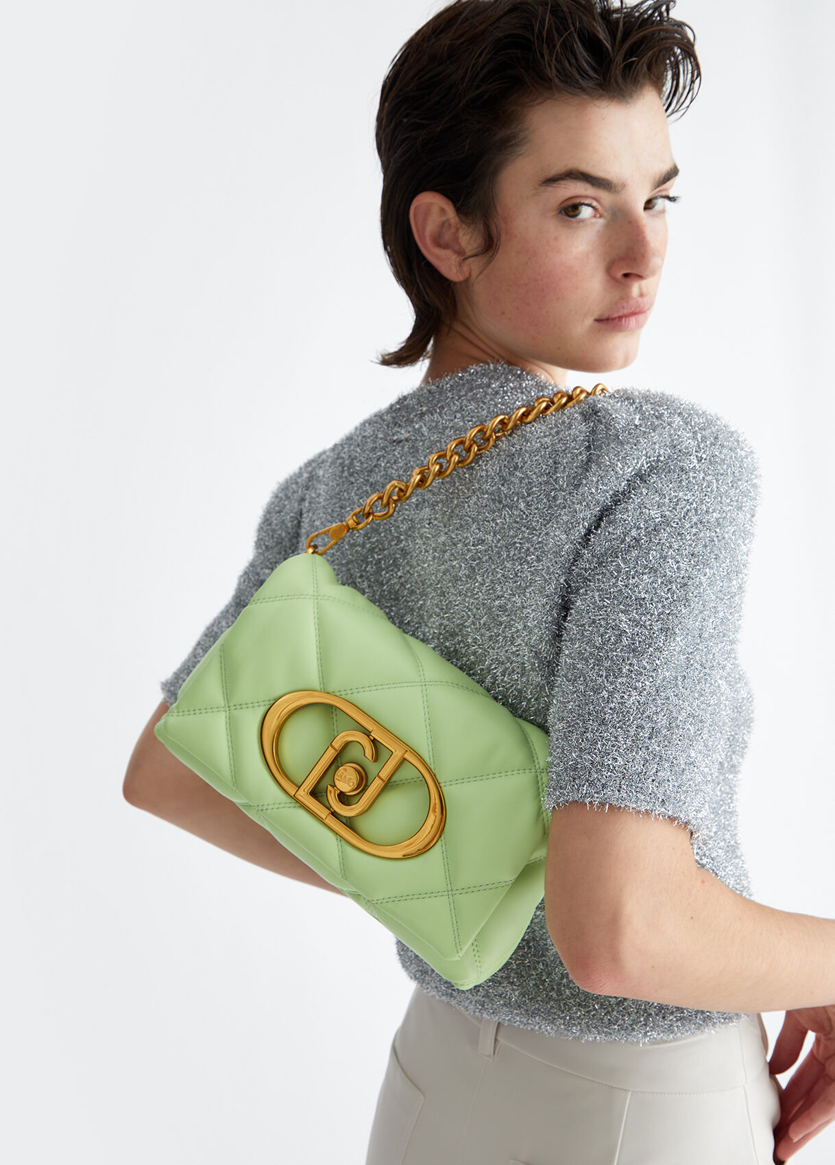 Borsa LaPuffy in matelasse colour green Liu Jo