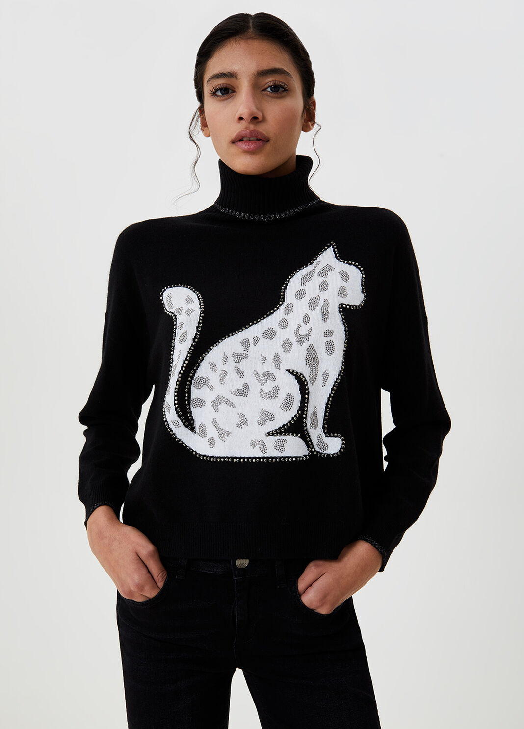 Водолазка с интарзийным узором Чёрный Liu Jo - large image number 0
