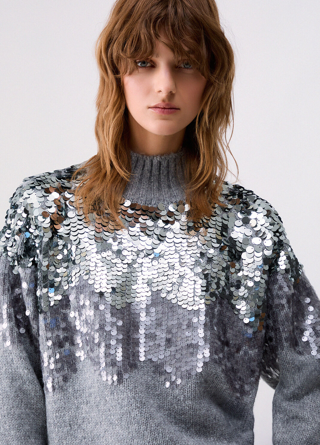 Maille en laine avec paillettes gris chin&eacute; Liu Jo - large image number 4