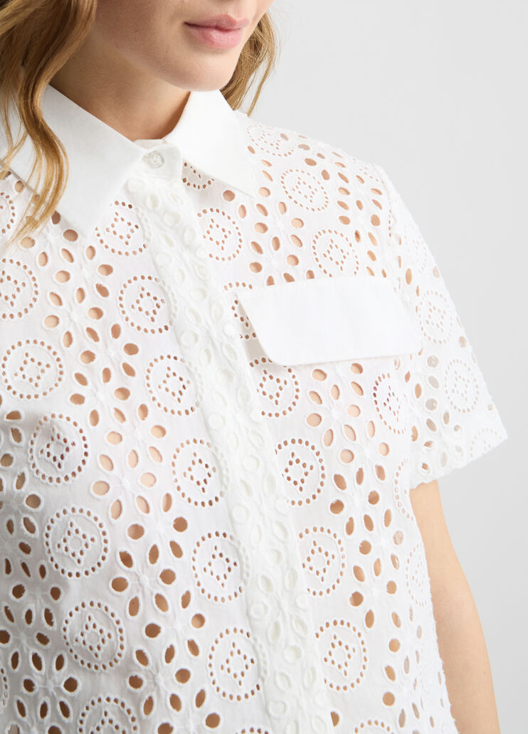 Cropped sangallo shirt white Liu Jo - large image number 2 Cropped sangallo shirt white Liu Jo - large image number 2