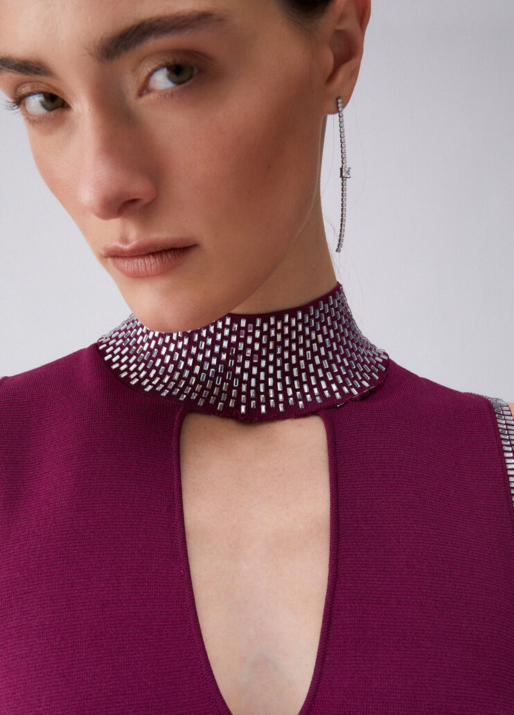 Strickkleid mit Strass violett Liu Jo - medium