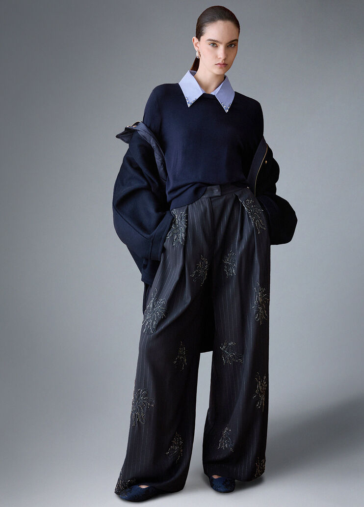 Palazzo trousers with jewel embroidery grey Liu Jo - medium