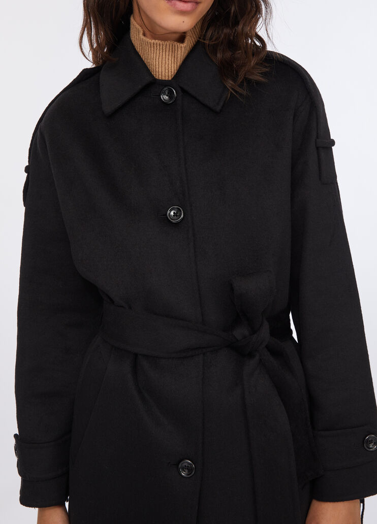 Trenchcoat aus Wolle mit Fransen Schwarz Liu Jo - large image number 2 Trenchcoat aus Wolle mit Fransen Schwarz Liu Jo - large image number 2