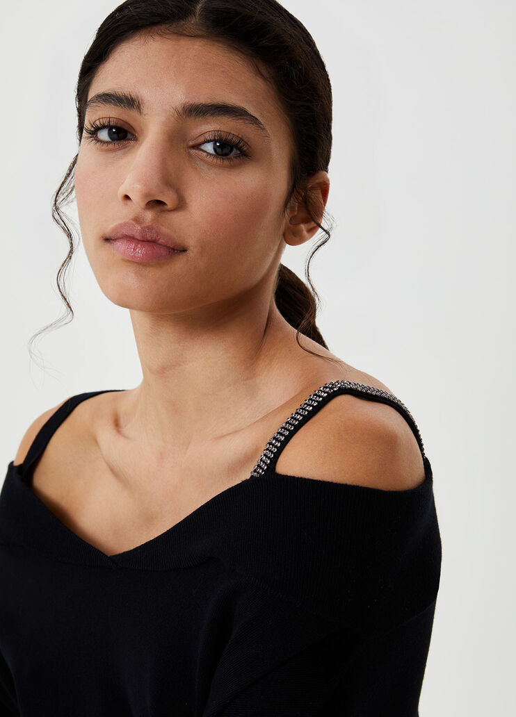 Jumper with Bardot neckline Black Liu Jo - large image number 2 Jumper with Bardot neckline Black Liu Jo - large image number 2