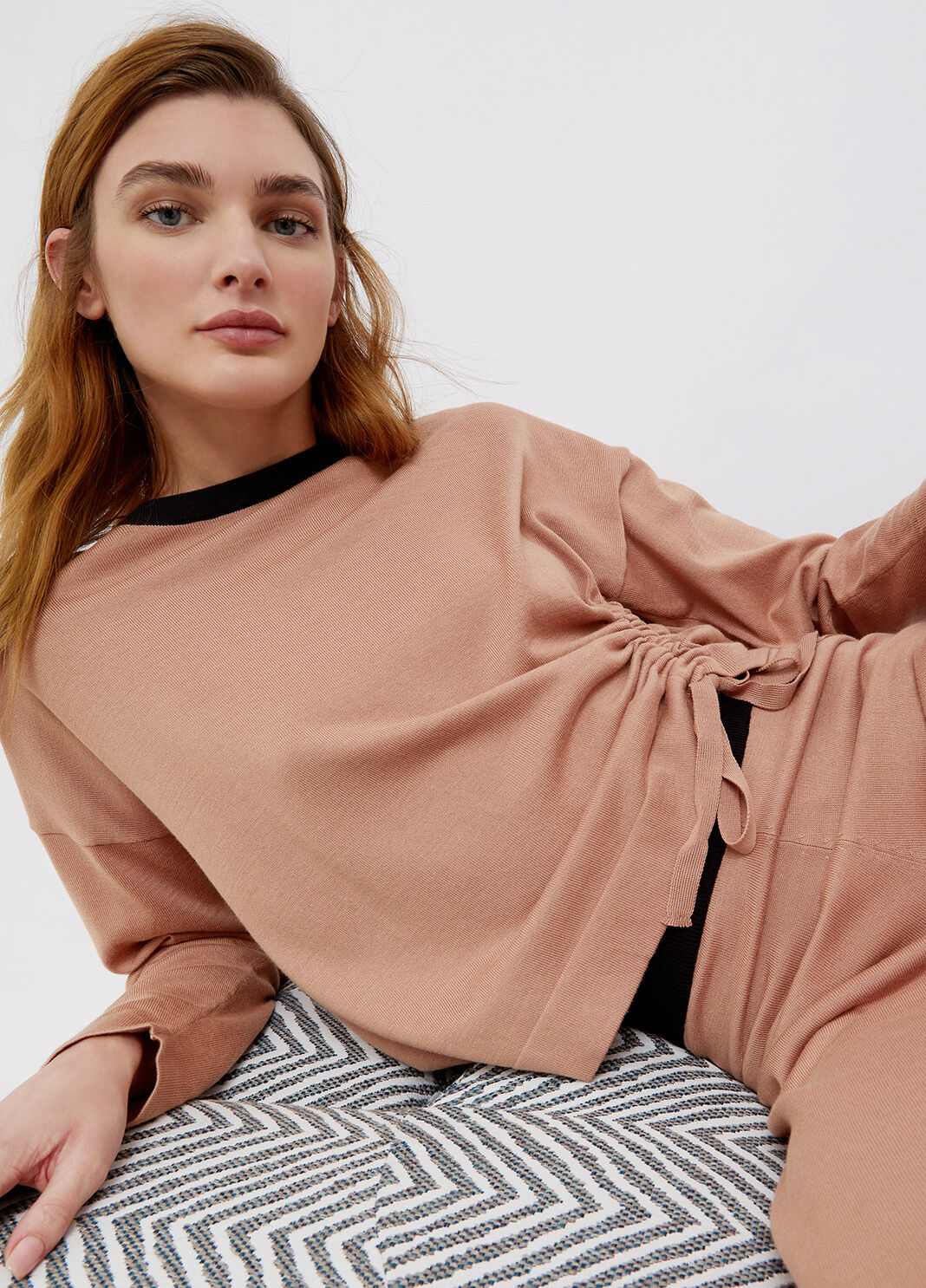 Pullover mit Tunnelzug Puderrosa/Schwarz Liu Jo - large image number 2