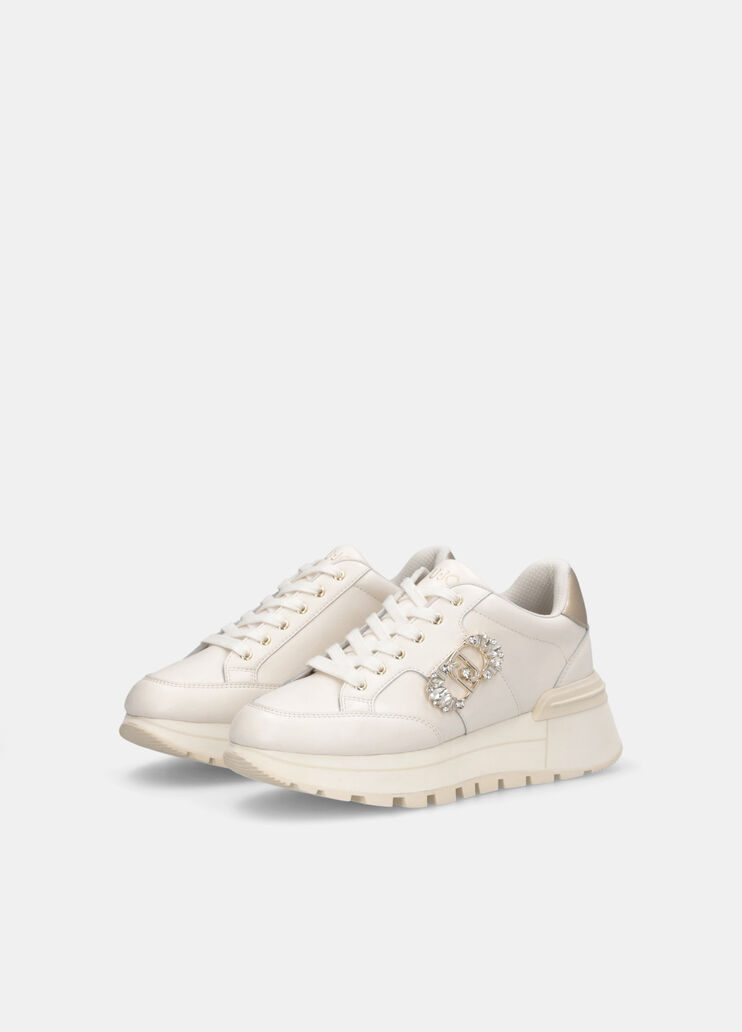 Leather sneakers with jewel logo white Liu Jo - large image number 2