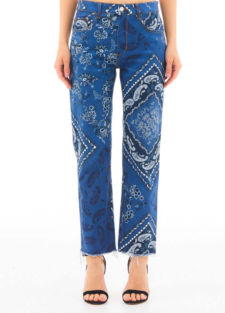 Straight jeans with all-over print blue denim Liu Jo - large image number 0 Straight jeans with all-over print blue denim Liu Jo - large image number 0