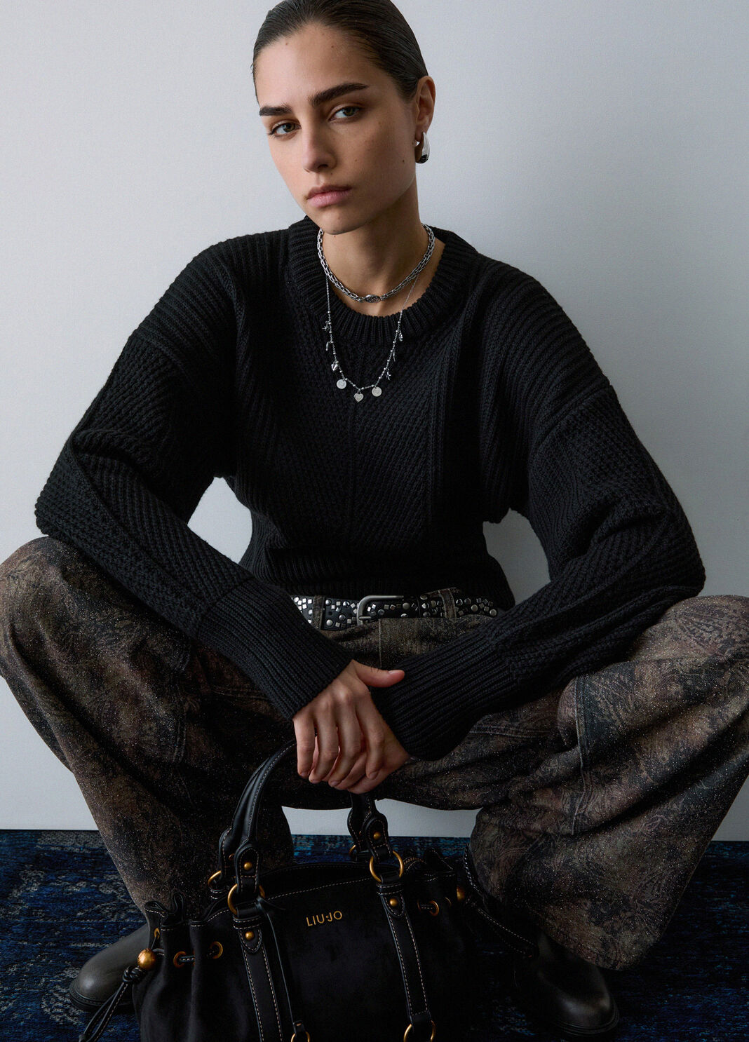 Wool Blend Sweater with Bow black Liu Jo - large image number 3