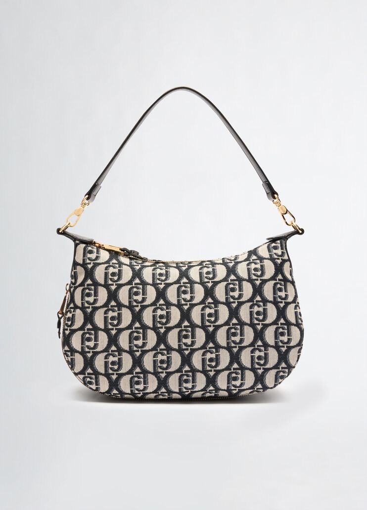 Jacquard shoulder bag with logo black Liu Jo - medium Jacquard shoulder bag with logo black Liu Jo - medium
