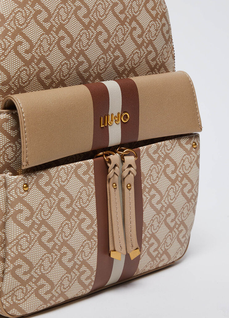 Monogram backpack with charm beige Liu Jo - medium Monogram backpack with charm beige Liu Jo - medium