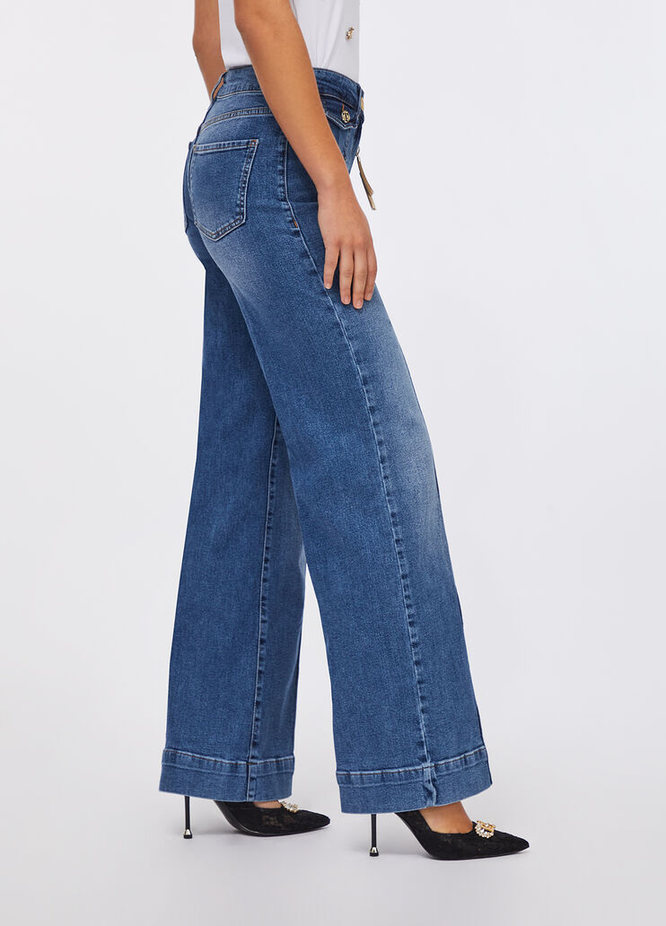 Jean évasé avec breloque bijou denim bleu foncé Liu Jo - large image number 3