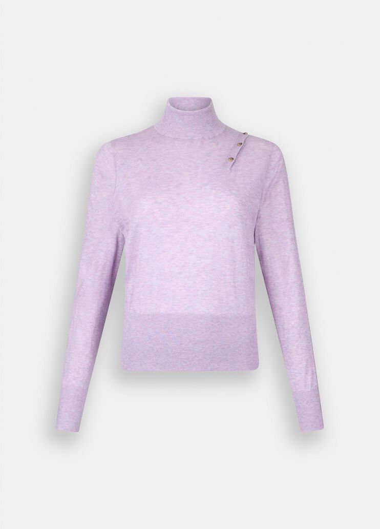 Pull à col roulé en coton et cachemire lilas Liu Jo - large image number 6