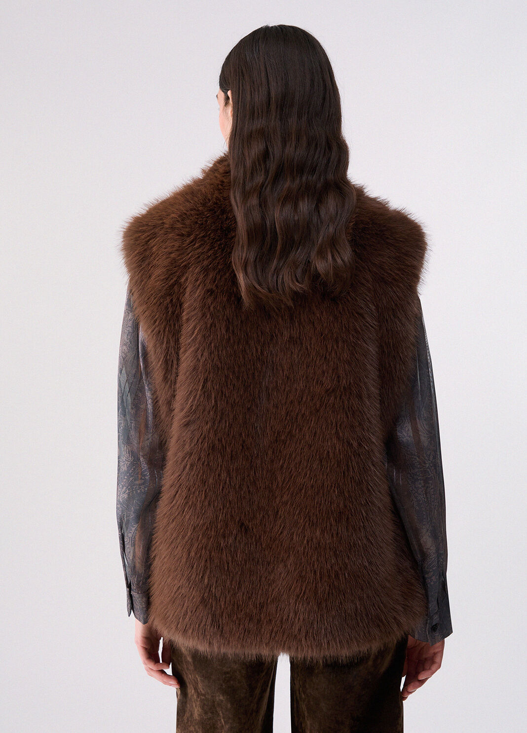 Faux Fur Vest with Belt dark brown Liu Jo - large image number 1