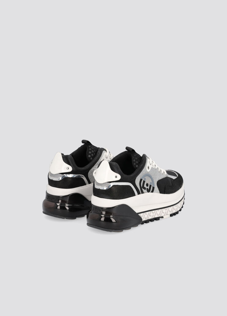 Sneakers &agrave; plateforme avec logo noir et argent Liu Jo - large image number 2