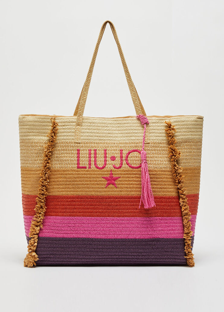 Пляжная сумка с бахромой слоновая кость/землистый/фуксия Liu Jo - large image number 0