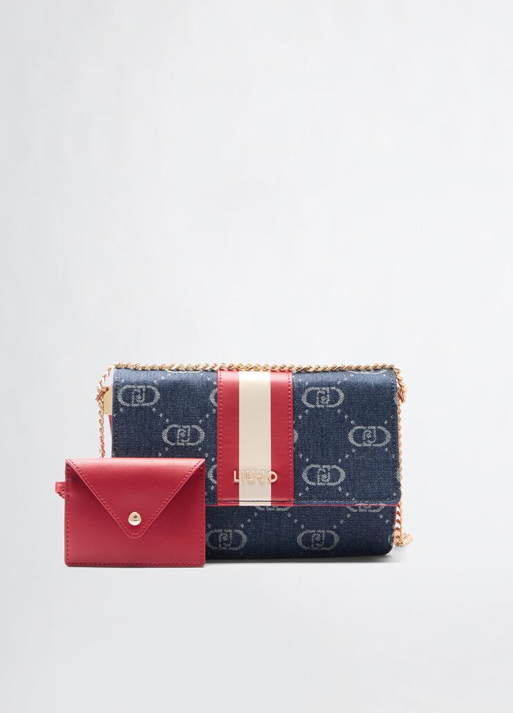 Small jacquard crossbody bag blue denim Liu Jo - medium