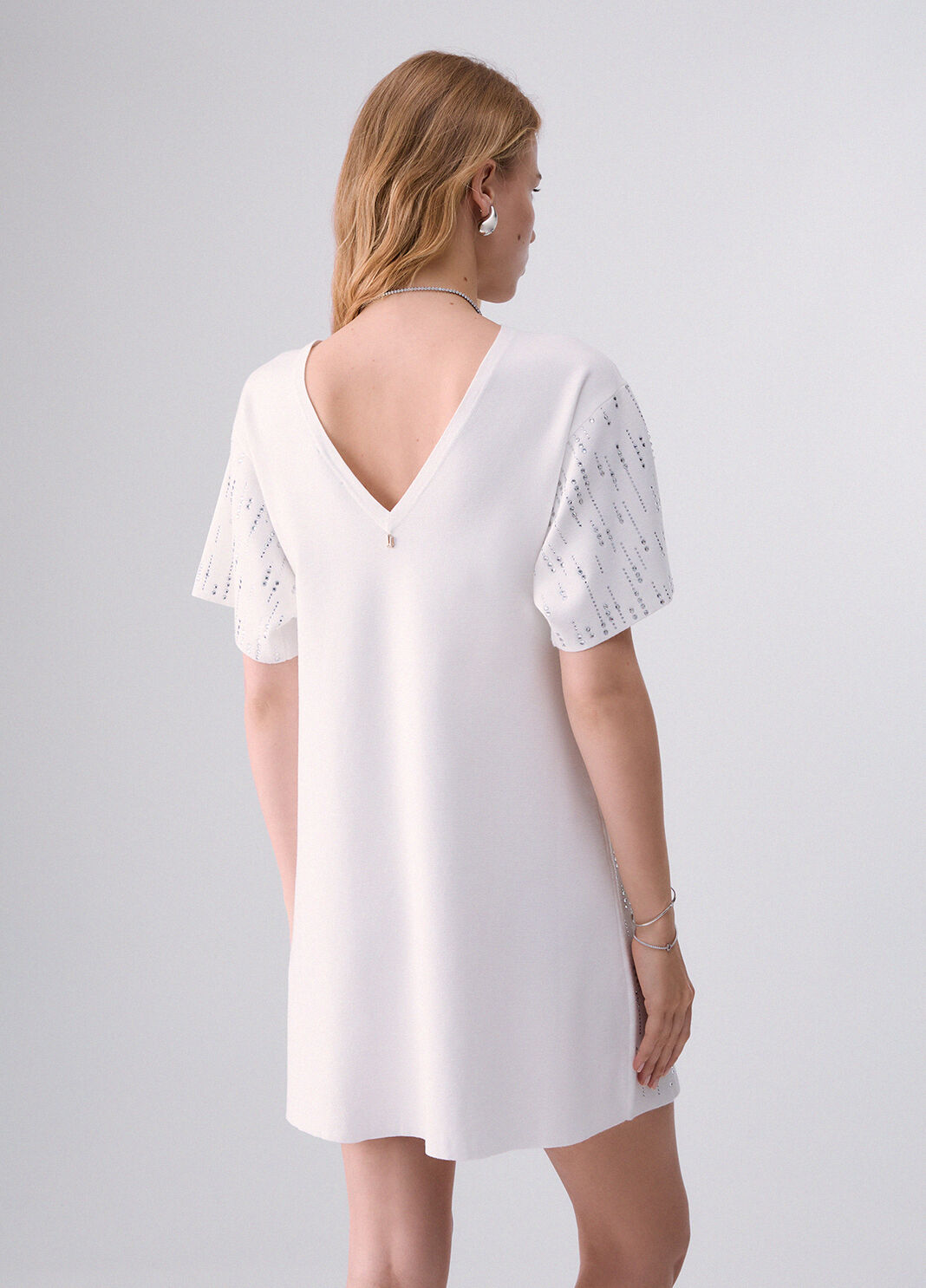 Vestido de punto con strass blanco/strass Liu Jo - large image number 1