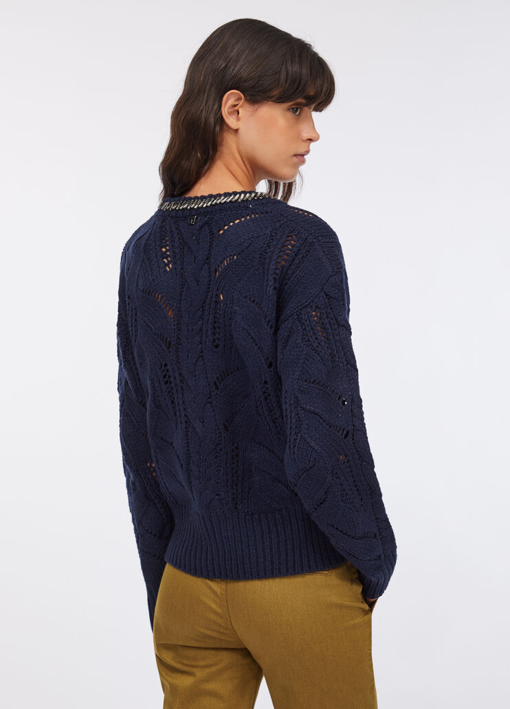 Openwork jumper with gemstones dark blue Liu Jo - large image number 1
