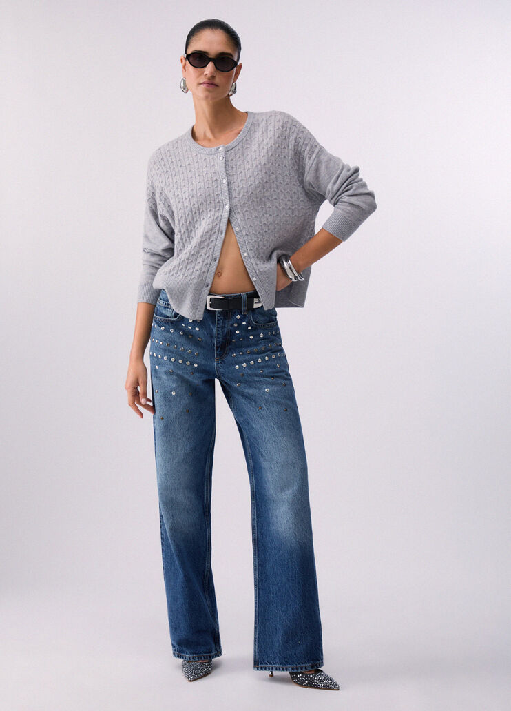 Pantal&oacute;n recto con tachuelas denim azul Liu Jo - medium