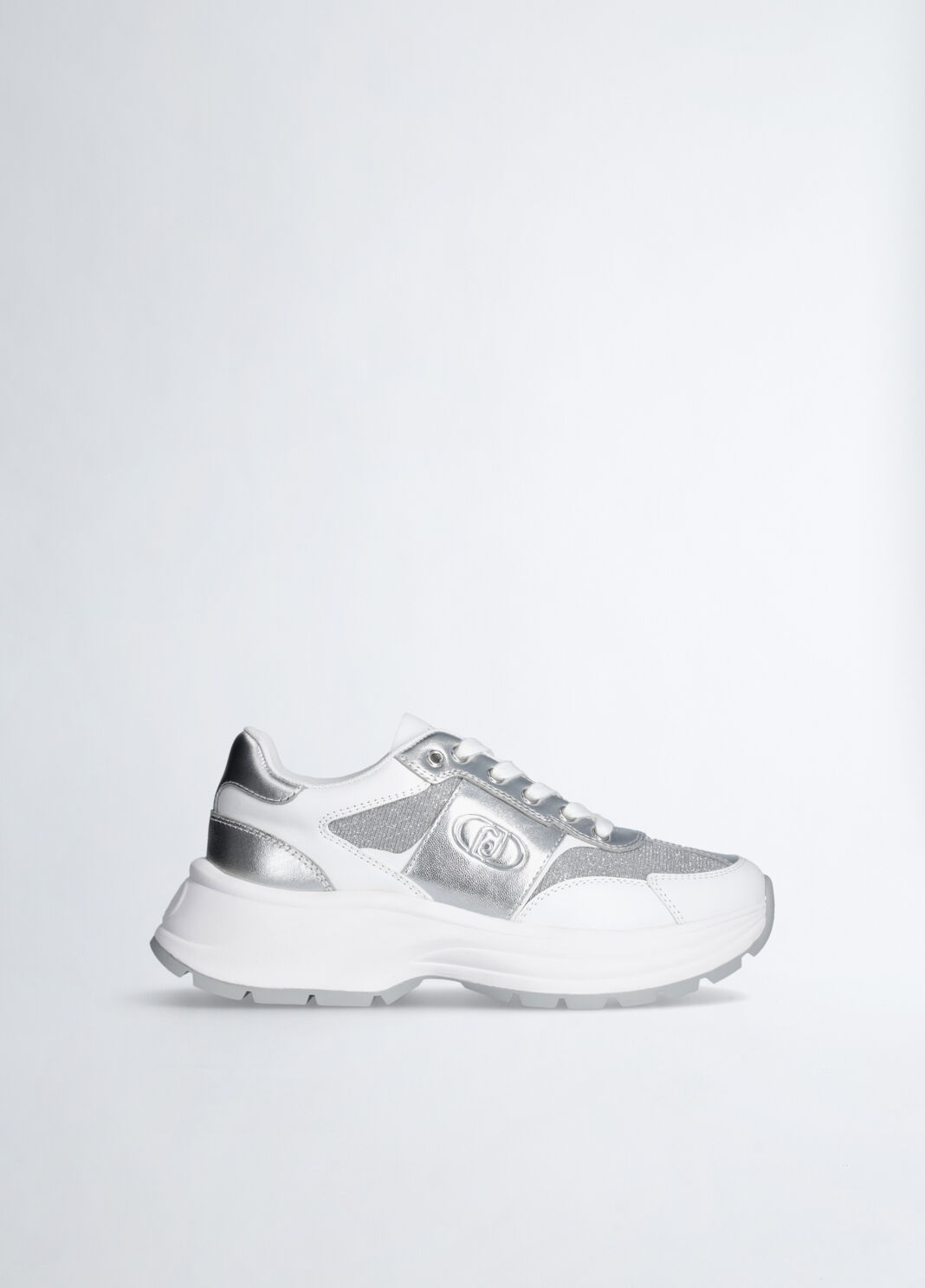 Leather and lurex sneakers silver Liu Jo - large image number 2