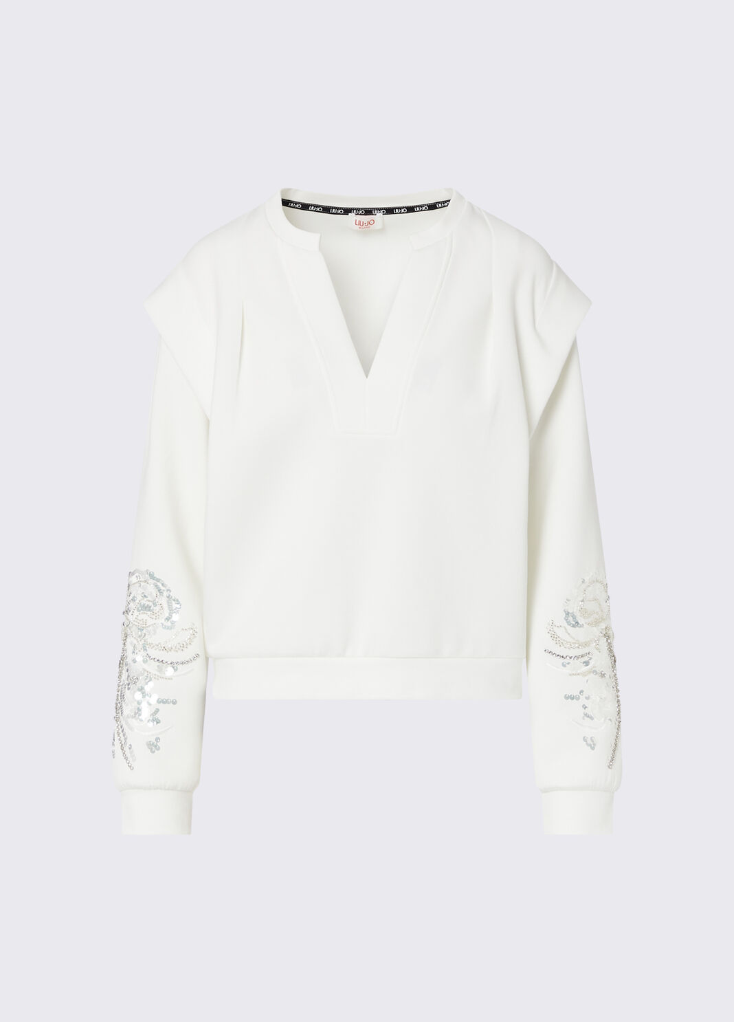 Sweatshirt with jewel embroidery white wool Liu Jo - large image number 6