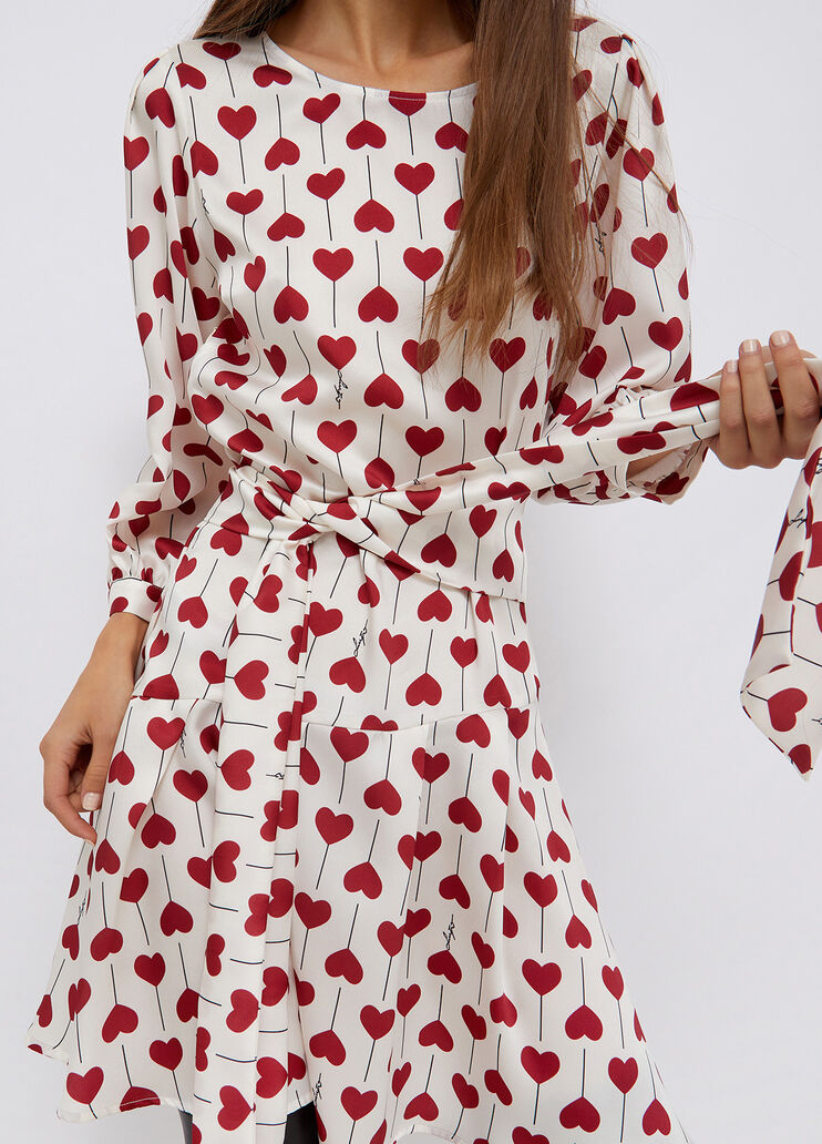 Eco-friendly dress with maxi bow red with hearts Liu Jo - large image number 2 Eco-friendly dress with maxi bow red with hearts Liu Jo - large image number 2
