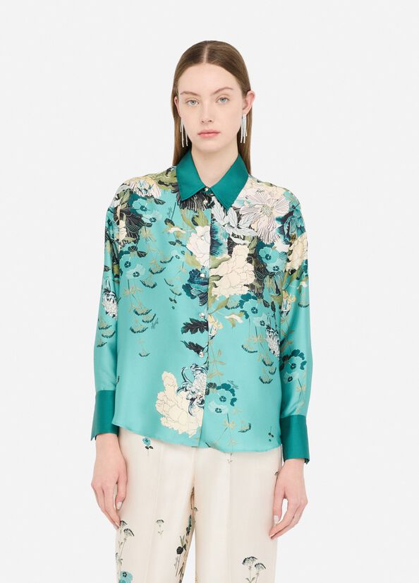 Printed twill shirt light blue Liu Jo - large image number 0