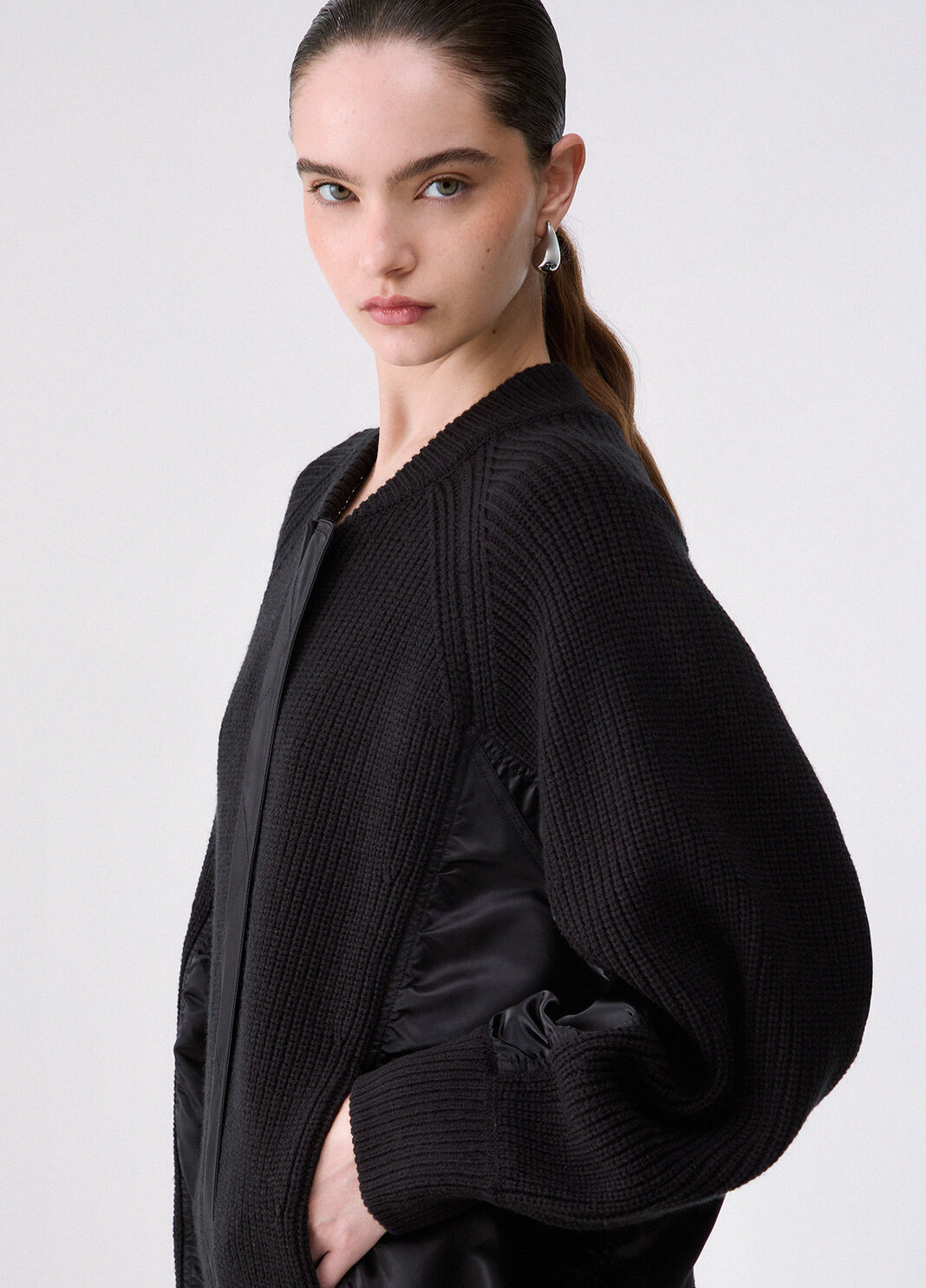 Knit Bomber with Nylon Inserts black Liu Jo - large image number 4