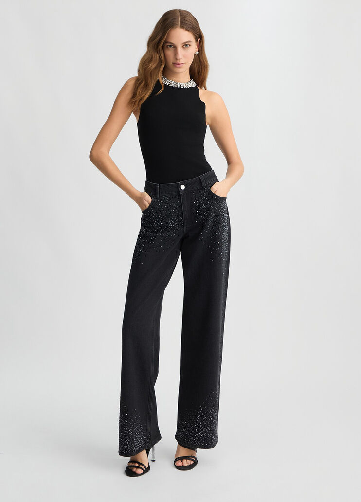 Baggy jeans with rhinestones black denim Liu Jo - medium Baggy jeans with rhinestones black denim Liu Jo - medium