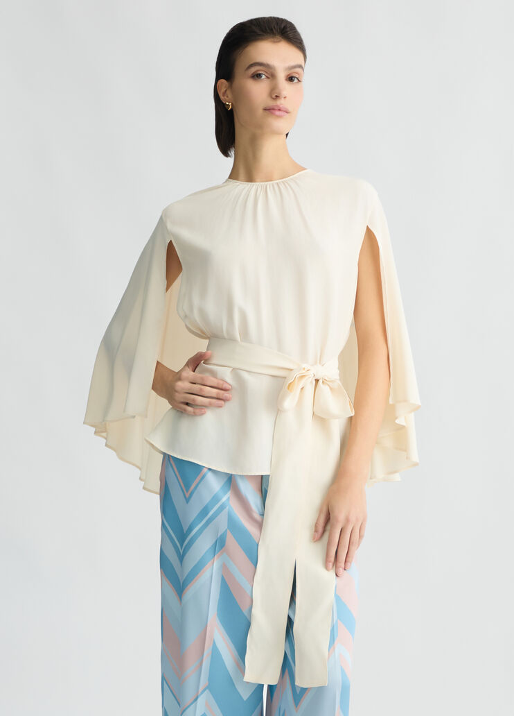 Crepe de chine blouse with belt white Liu Jo - medium Crepe de chine blouse with belt white Liu Jo - medium