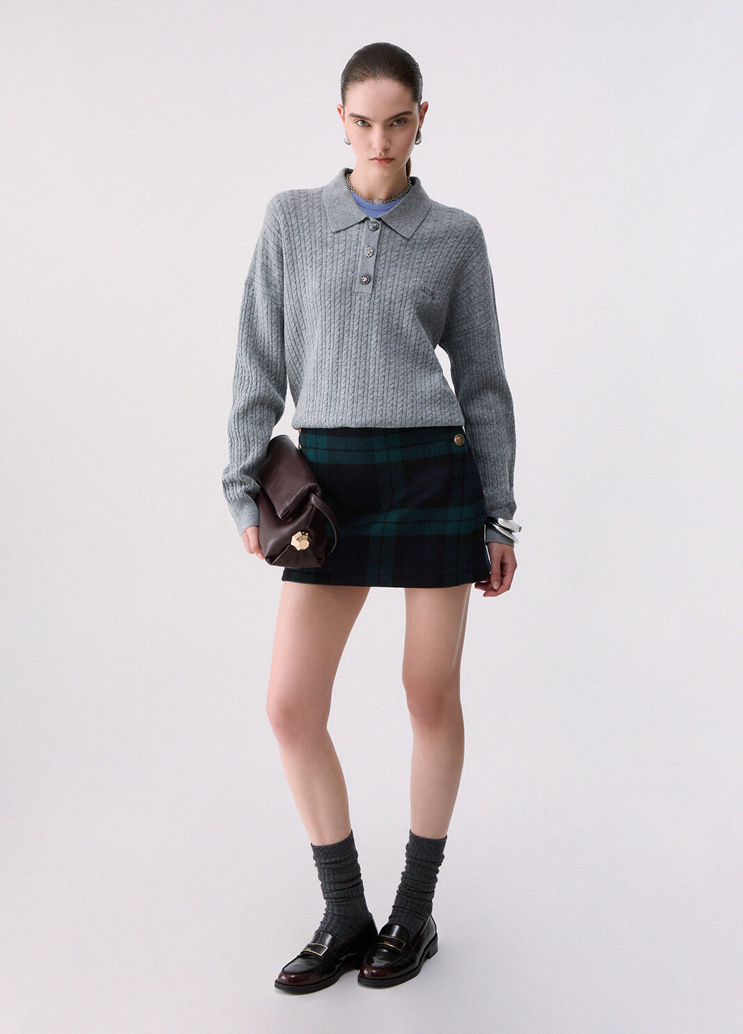 Knit Polo with Jewel Buttons grey Liu Jo - large image number 5
