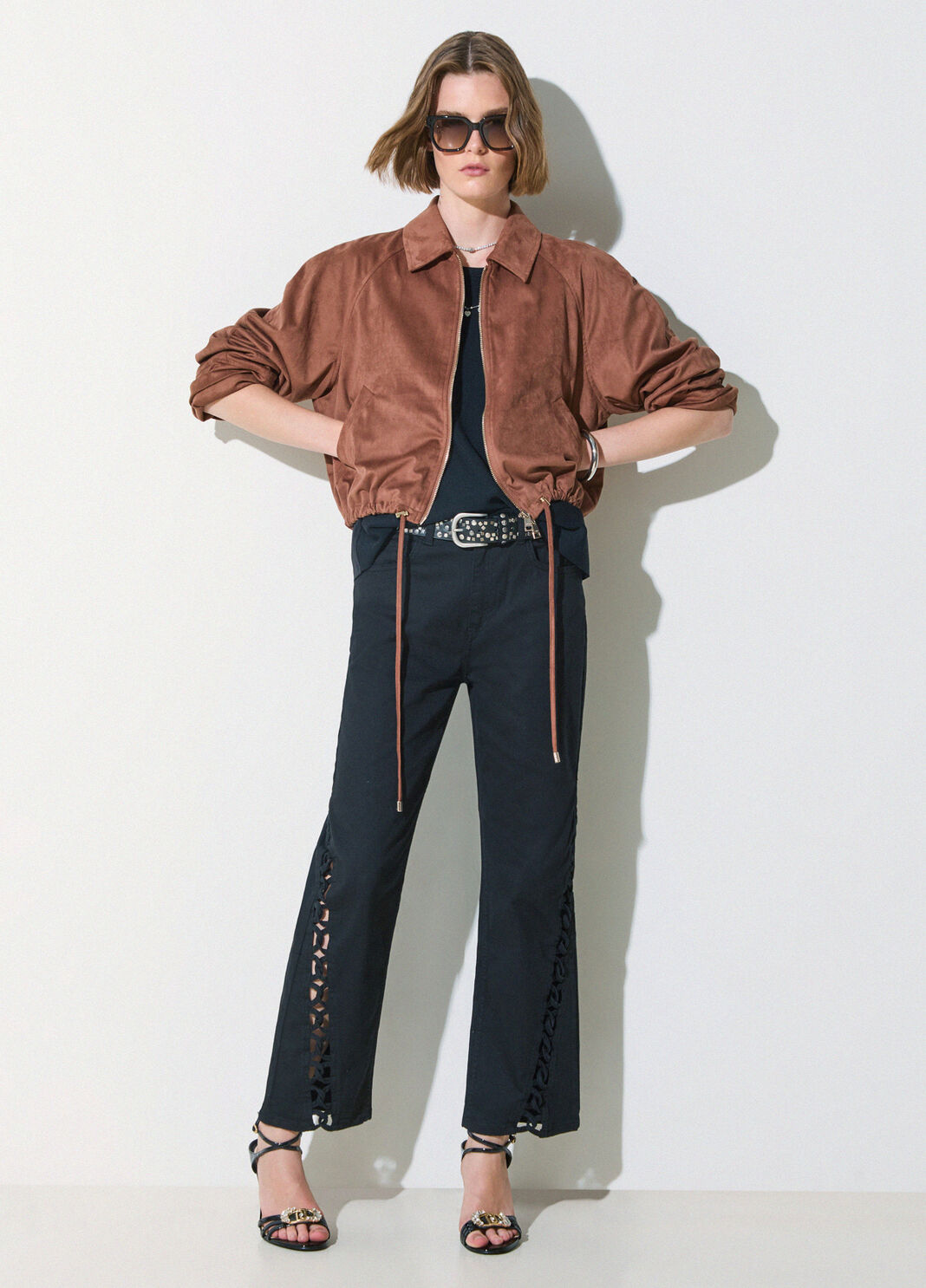 Pantaloni straight con intreccio cut-out nero Liu Jo - large image number 3