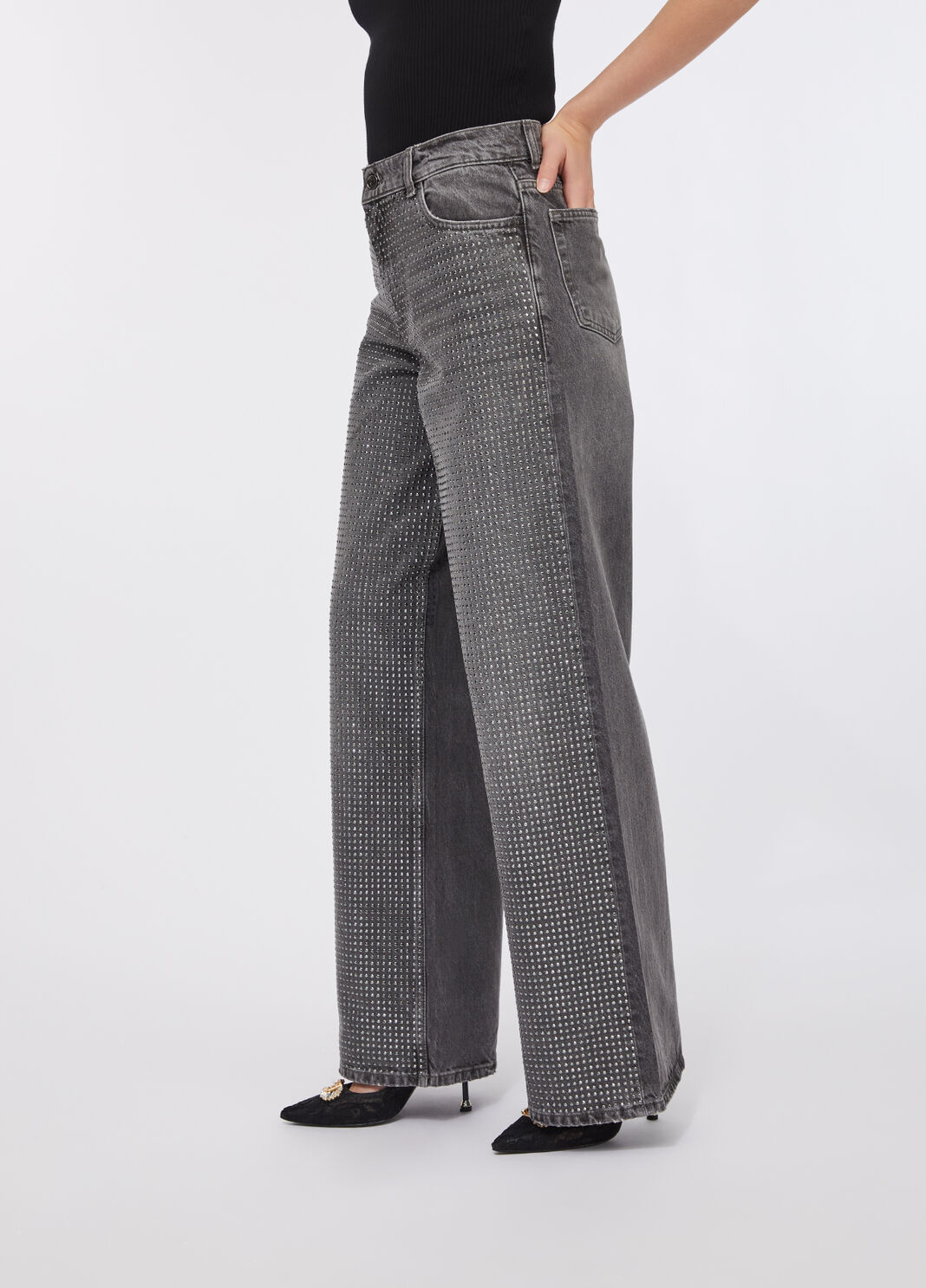 Studded baggy jeans grey denim Liu Jo - large image number 3