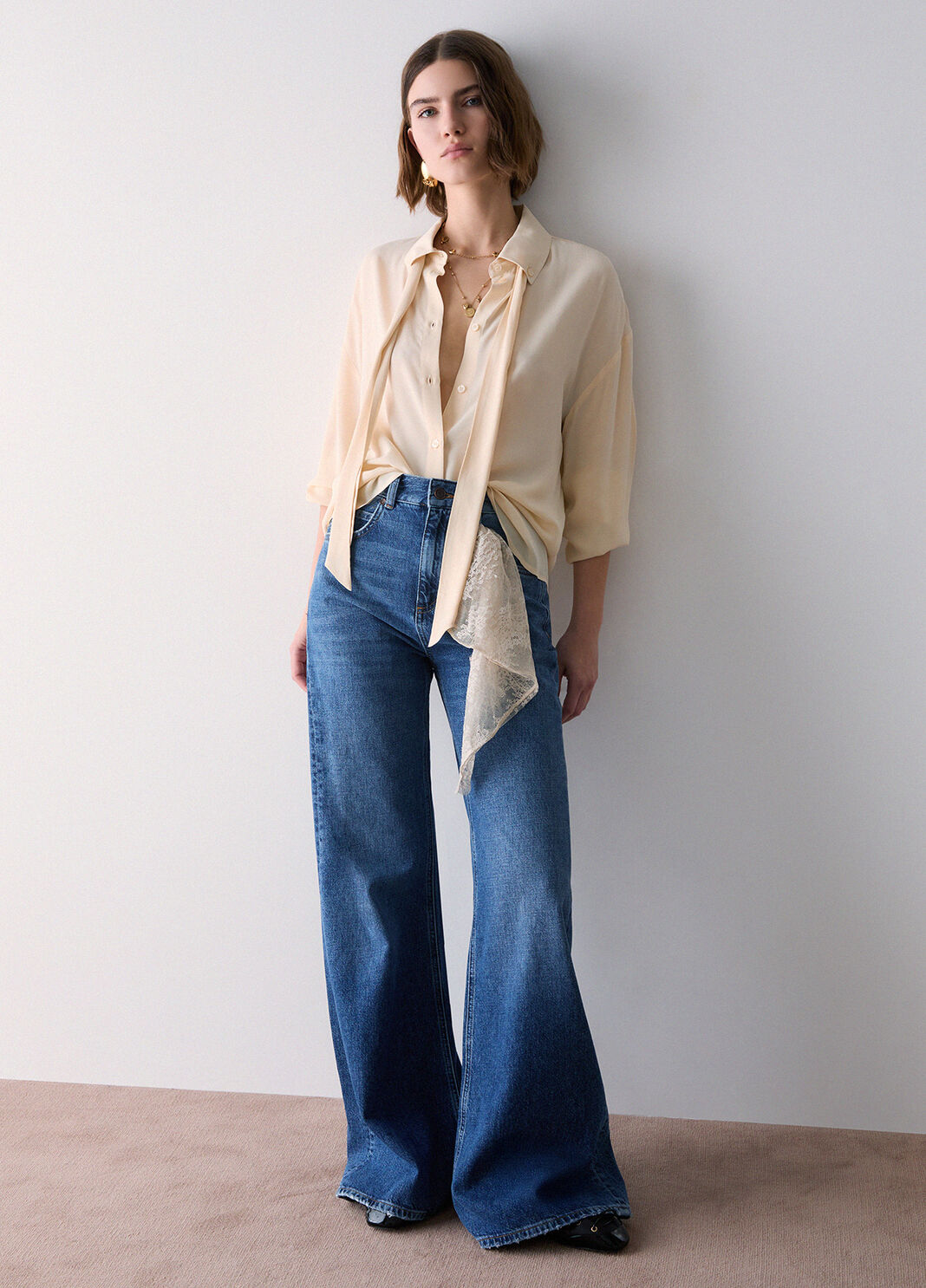 Jeans acampanados con bandana denim azul Liu Jo - large image number 3