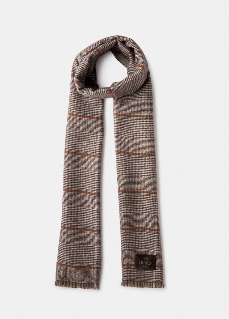 Stola im Glencheck aus Wolle Beige Liu Jo - medium Stola im Glencheck aus Wolle Beige Liu Jo - medium