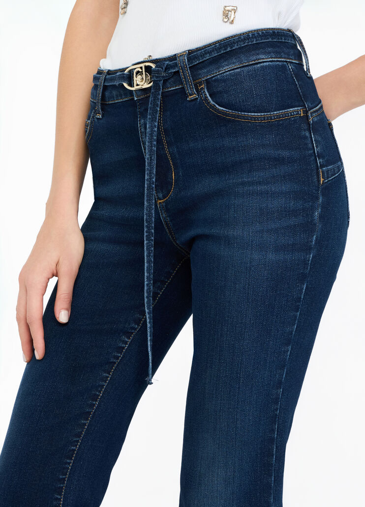 Flare-Jeans mit Gürtel Dunkles Denimblau Liu Jo - large image number 2 Flare-Jeans mit Gürtel Dunkles Denimblau Liu Jo - large image number 2