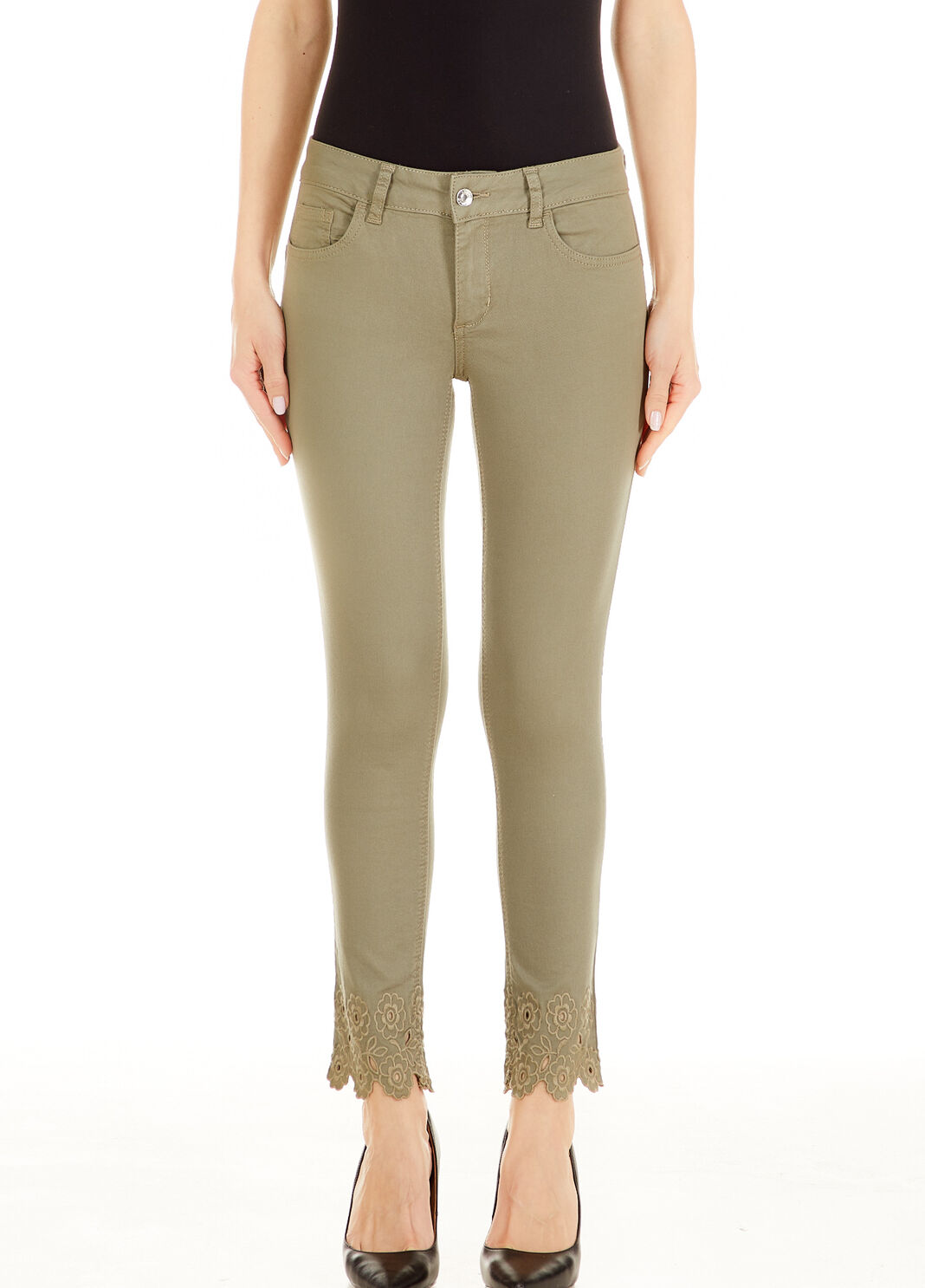 Cropped trousers with embroidery Sage with embroidery Liu Jo - large image number 0