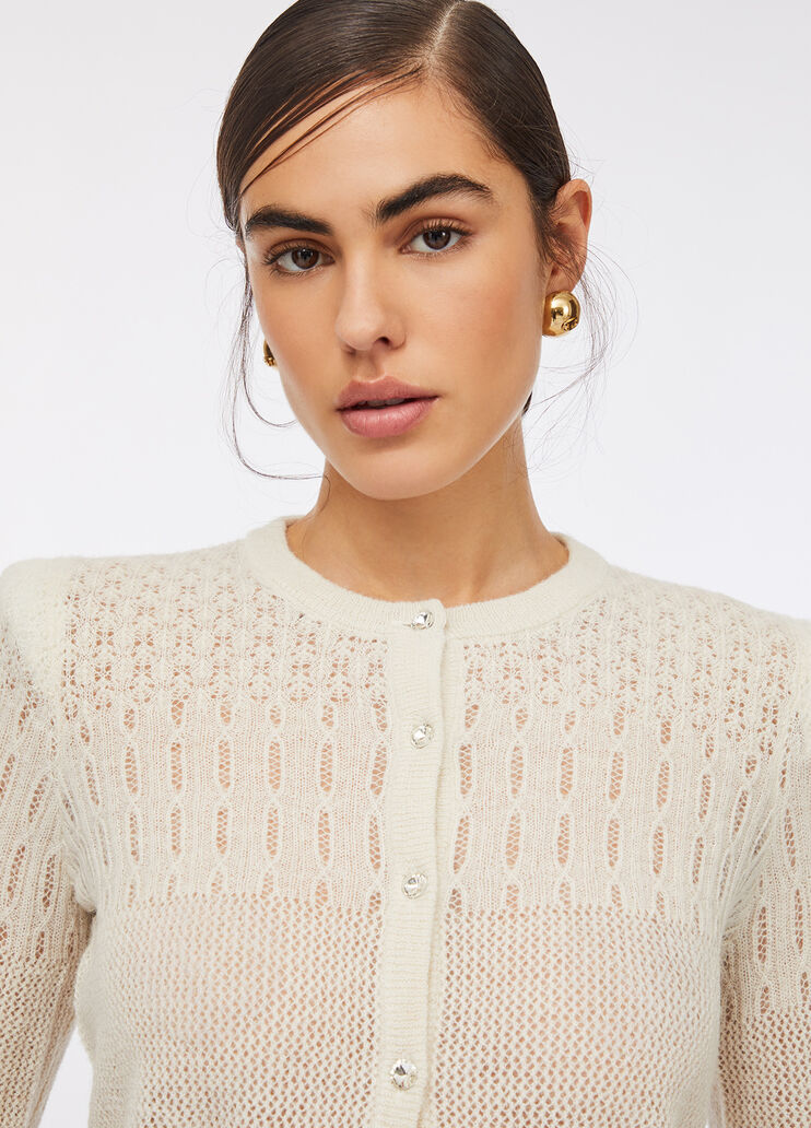 Cardigan in lana e alpaca bianco Liu Jo - medium