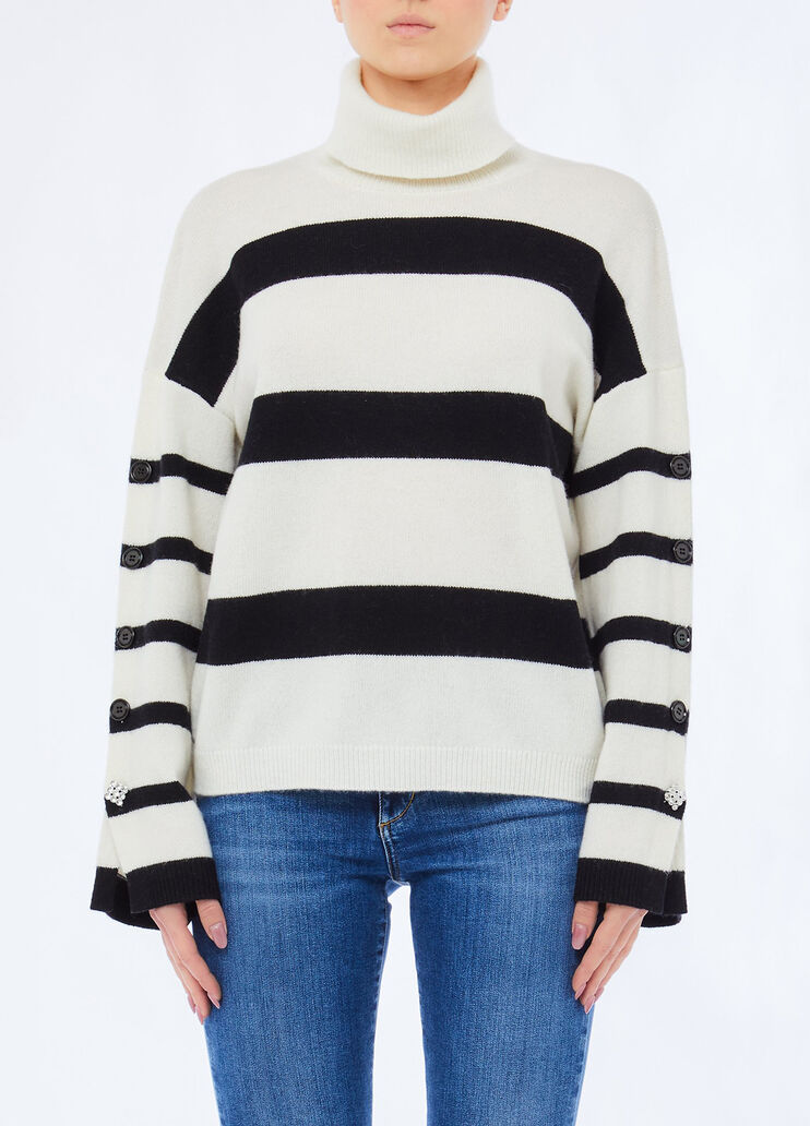 Jersey de cuello alto de 100&nbsp;% lana con botones joya blanco Liu Jo - medium