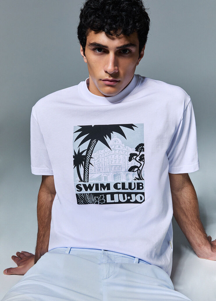 Camiseta con estampado blanco/palmeras Liu Jo - medium