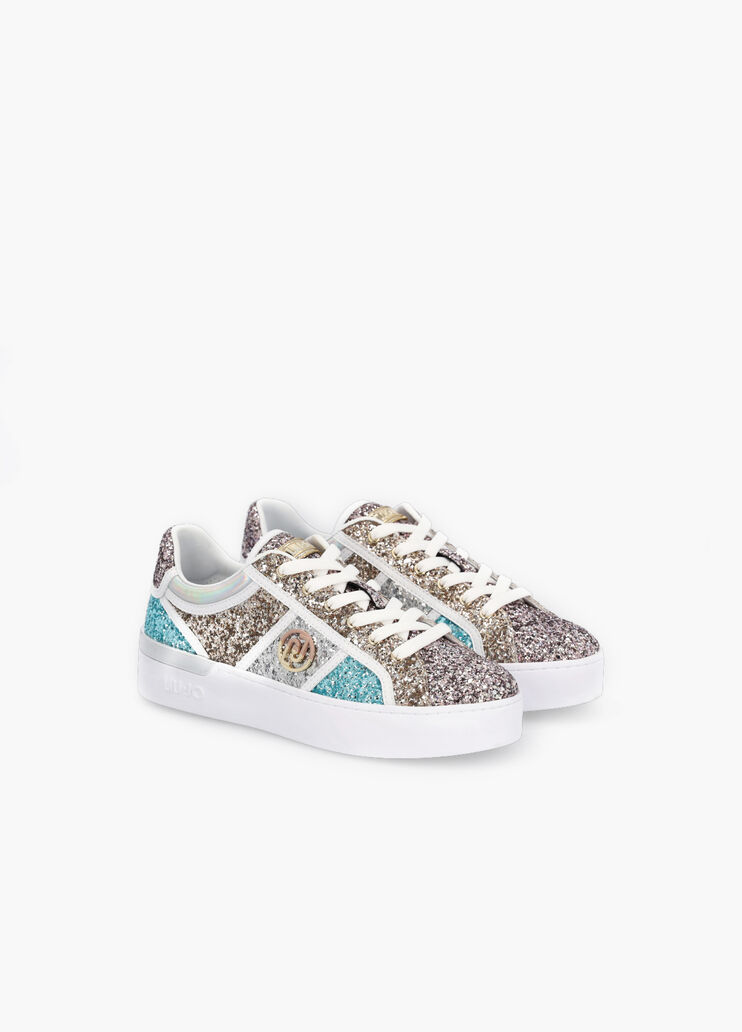 Sneakers with multicolour glitter pink/silver/turquoise Liu Jo - large image number 2 Sneakers with multicolour glitter pink/silver/turquoise Liu Jo - large image number 2