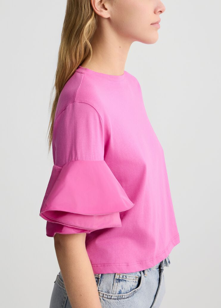 Peony pink T-shirt with flounced detailing pink Liu Jo - large image number 3 Peony pink T-shirt with flounced detailing pink Liu Jo - large image number 3