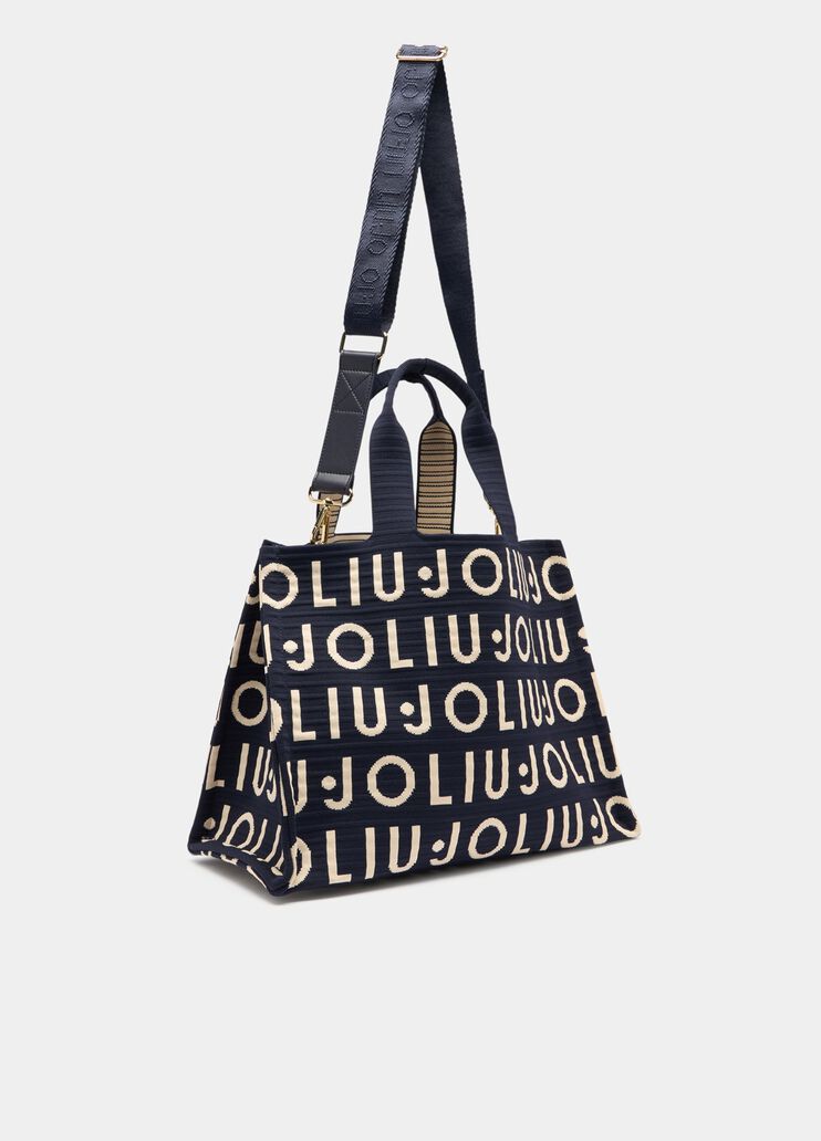 Cabas moyen modèle en maille bleu foncé Liu Jo - large image number 2