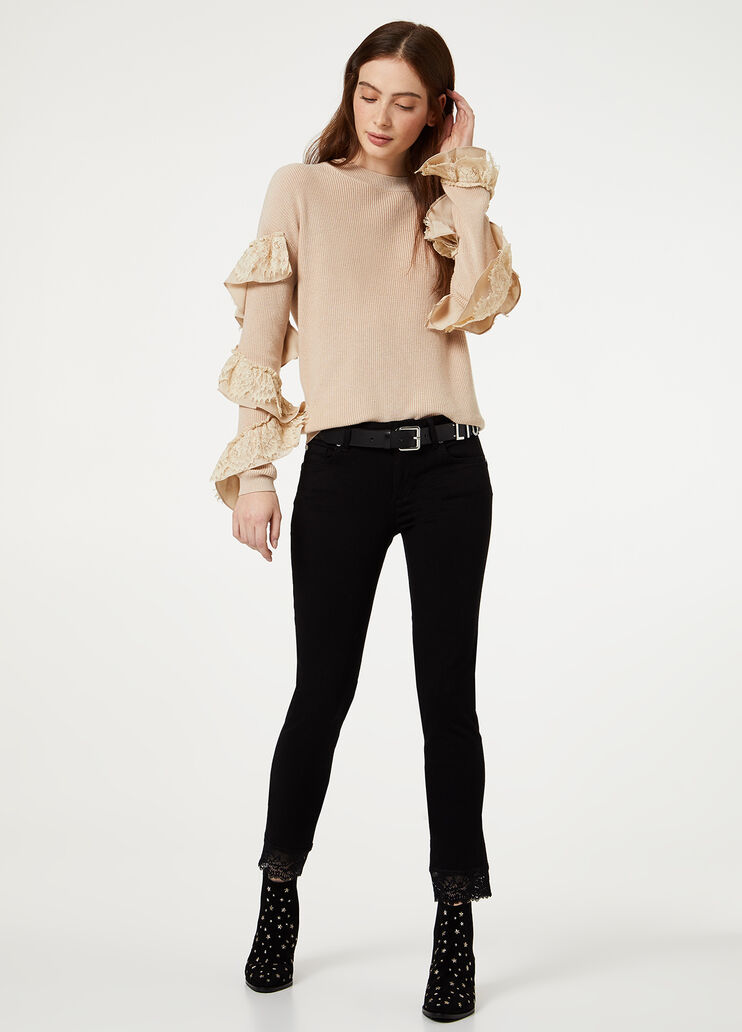 Skinny jeans with lace Black denim Liu Jo - large image number 3 Skinny jeans with lace Black denim Liu Jo - large image number 3