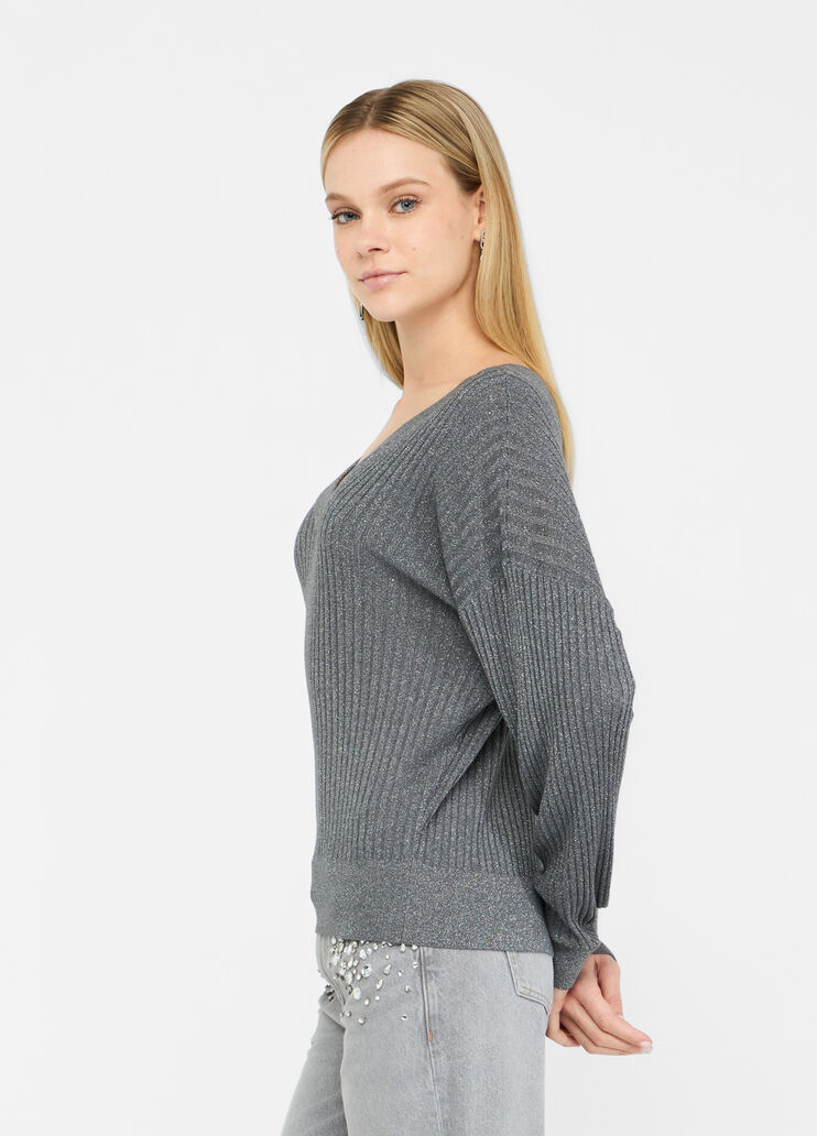 Pullover mit V-Ausschnitt Anthrazit Liu Jo - large image number 3