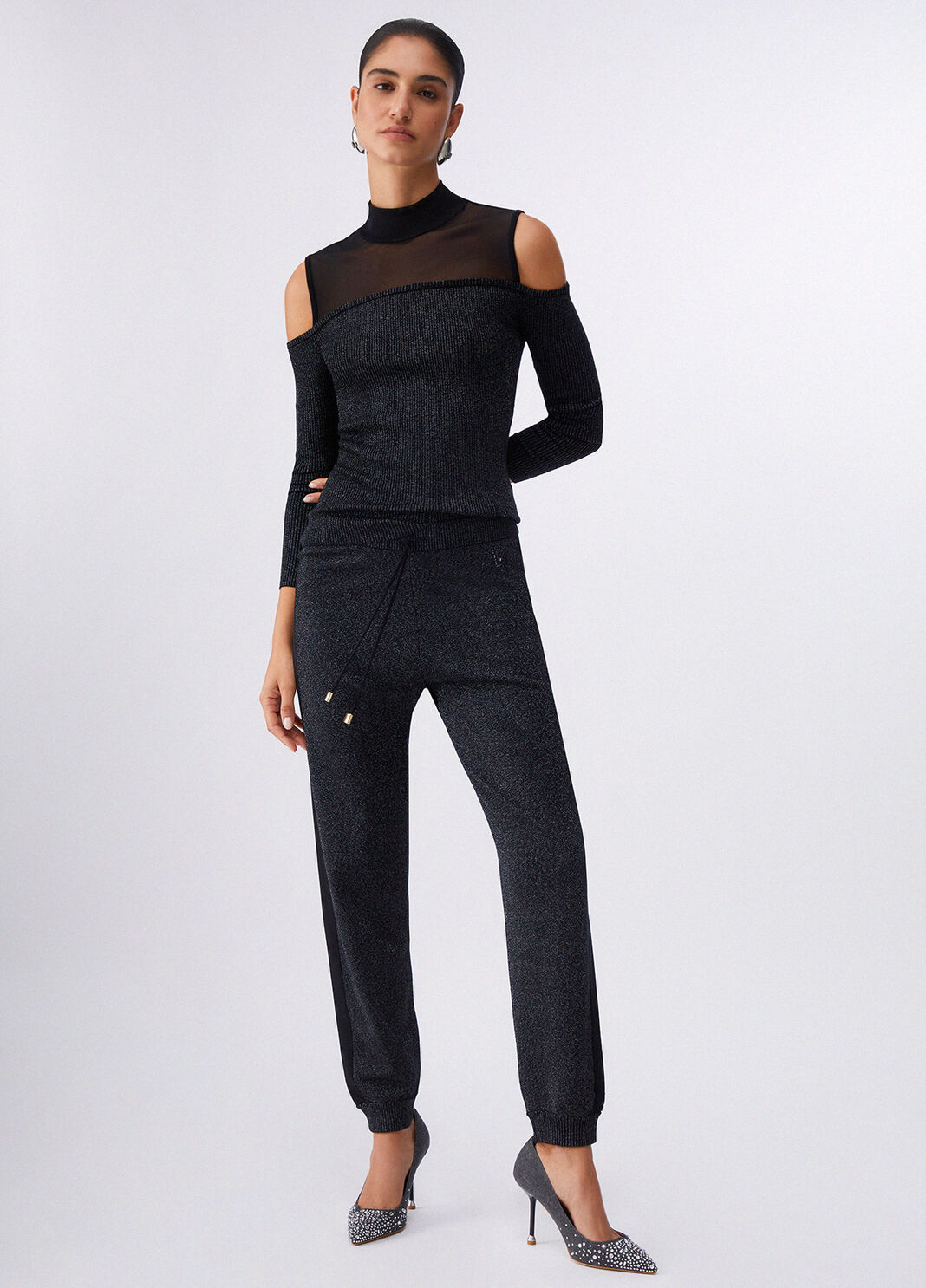 Maglia con inserti in mesh nero Liu Jo - large image number 5