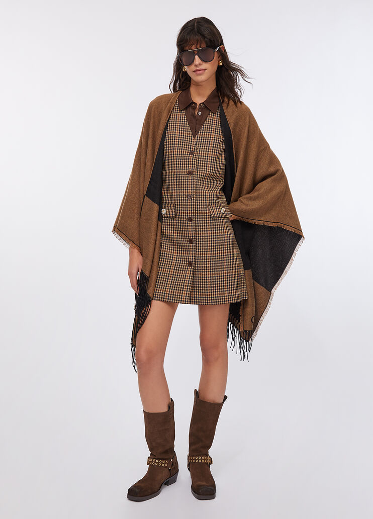 Poncho with logo and fringes camel Liu Jo - large image number 5