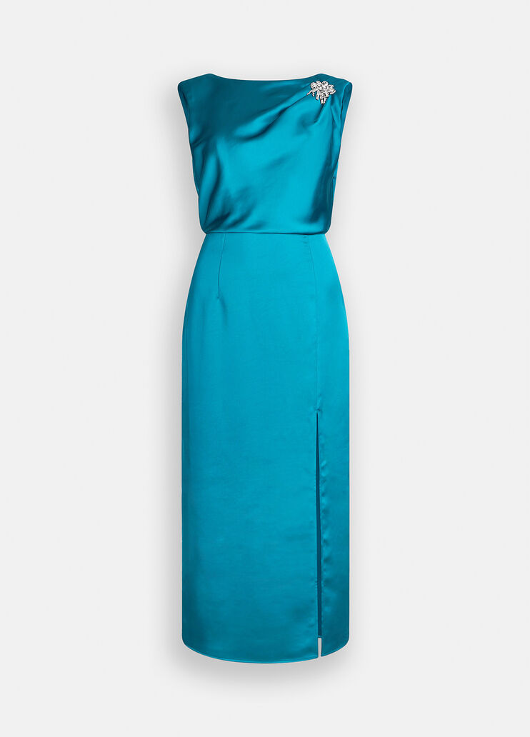 Elegantes Midikleid aus Satin Pfauenblau Liu Jo - medium Elegantes Midikleid aus Satin Pfauenblau Liu Jo - medium