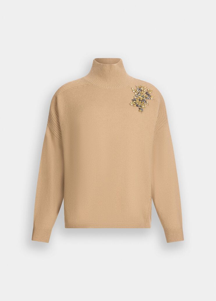 100% wool jumper with bejewelled embroidery beige Liu Jo - large image number 6