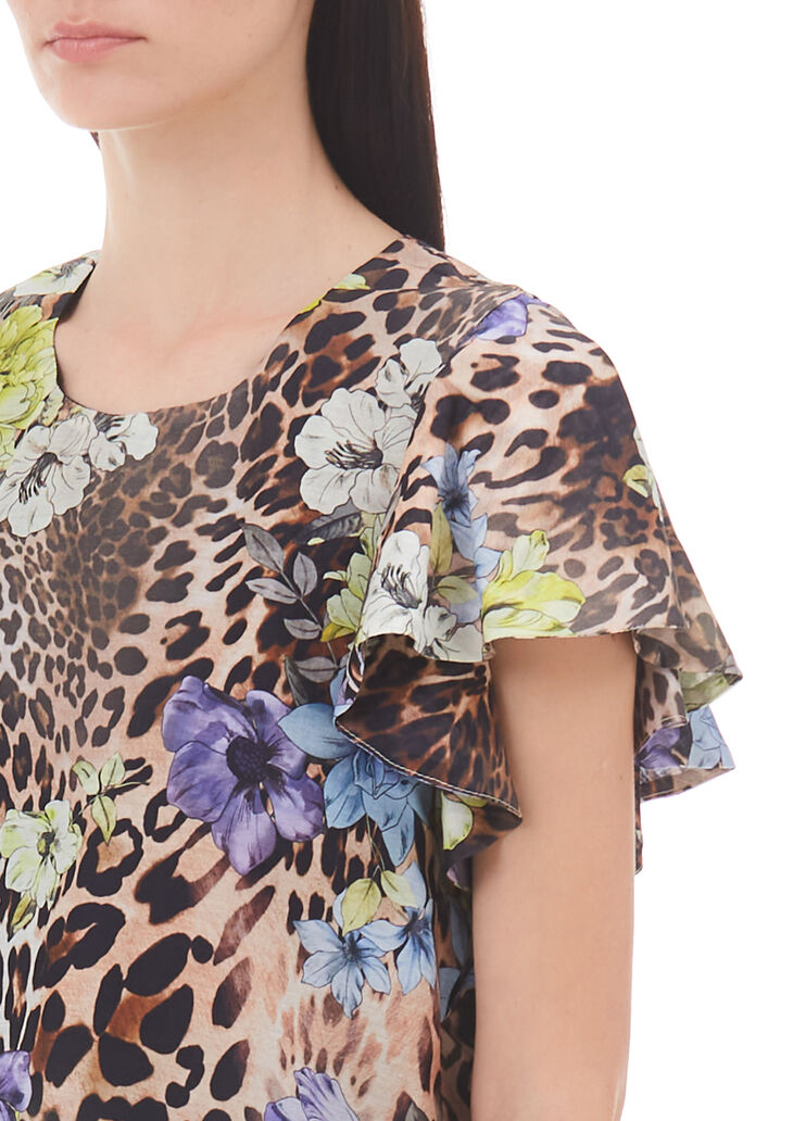 Блузка из смесового шёлка с анималистическим принтом анималистический и цветочный принты Liu Jo - large image number 2